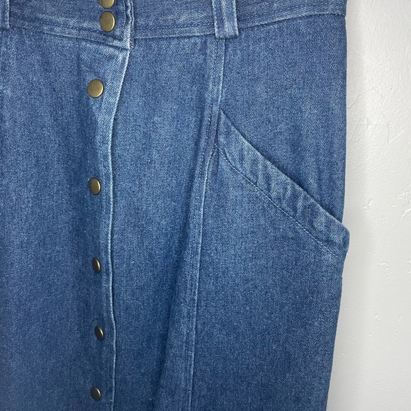 Vintage Western Boho High Waisted Denim Maxi Skirt - Picture 6 of 13